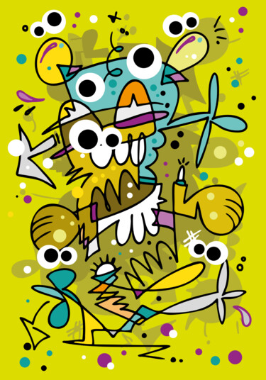 Цифровое искусство под названием "Crazy Carnival #6 -…" - Koen Haarbosch, Подлинное произведение искусства, Чернила