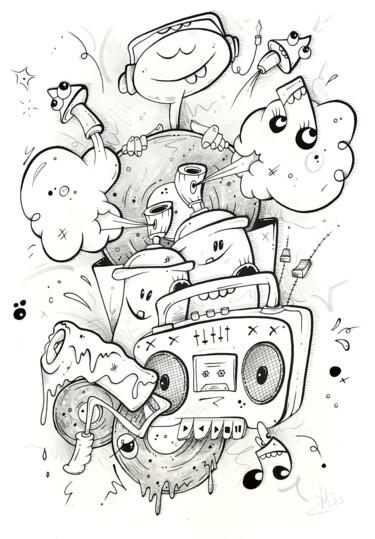 Drawing titled "Meanwhile... in the…" by Koen Haarbosch, Original Artwork, Ink