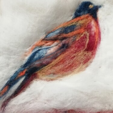 Textile Art με τίτλο "Exotic bird" από Ana-Luisa De Cavilla Scrutton, Αυθεντικά έργα τέχνης, Υφαντικές ίνες