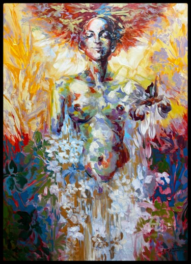 Malerei mit dem Titel "Morning in my garden" von Anamaria Cepoi, Original-Kunstwerk, Öl