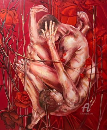 Painting titled "Human Connection" by Anamaria Cepoi, Original Artwork, Oil