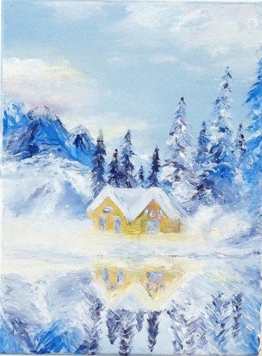 Painting titled "Winter has come" by Ana-Maria Iancu, Original Artwork, Acrylic Mounted on Wood Stretcher frame