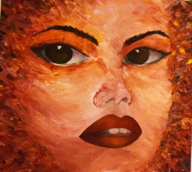 Painting titled "Redhead" by Ana-Maria Iancu, Original Artwork, Acrylic Mounted on Wood Stretcher frame