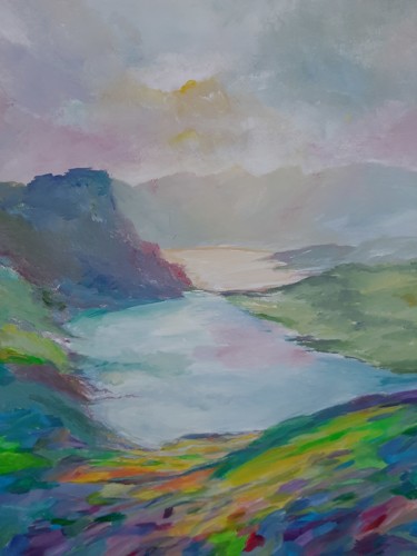 Pintura titulada "Somewhere in Iceland" por Ana-Maria Iancu, Obra de arte original, Acrílico Montado en Bastidor de camilla…