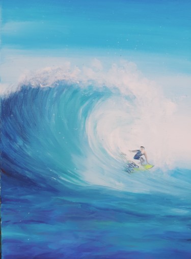 Painting titled "Surf" by Ana-Maria Iancu, Original Artwork, Acrylic Mounted on Wood Stretcher frame