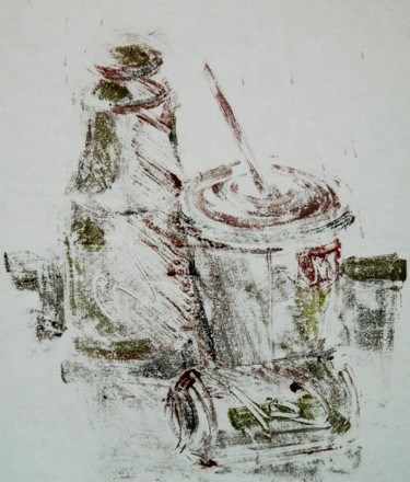 Monotype Fastfood Gravures & estampes intitulée "Monotype Fastfood" par Anamaria Tudorica, Œuvre d'art originale, Monotype