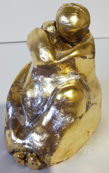 Sculpture titled "GOLD WOMAN" by Cam, Original Artwork, Clay