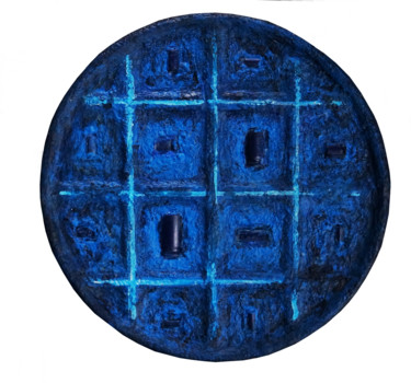 Коллажи под названием "My Blue Dot" - Ana-Maria Panaitescu, Подлинное произведение искусства, Коллажи Установлен на картон