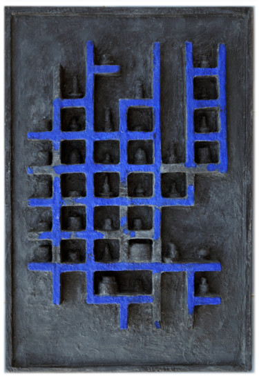 Collagen mit dem Titel "Isolation 2" von Ana-Maria Panaitescu, Original-Kunstwerk, Collagen Auf Karton montiert