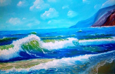 Pintura intitulada "praia.jpg" por Ana Noia, Obras de arte originais, Óleo