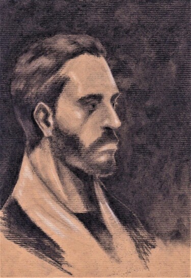 Dessin intitulée "Portrait d'un homme…" par Ânanda, Œuvre d'art originale, Fusain