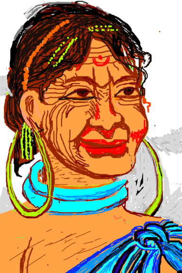 Digitale Kunst getiteld "tribal-portrait.png" door Anandswaroop Manchiraju, Origineel Kunstwerk, Digitaal Schilderwerk