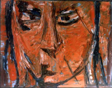 Painting titled "HEAD-12,OIL ON X-RA…" by Anandswaroop Manchiraju, Original Artwork, Oil
