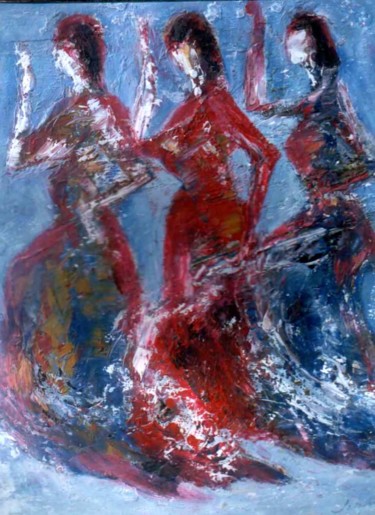 Schilderij getiteld "DANCE DANCE AND DAN…" door Anandswaroop Manchiraju, Origineel Kunstwerk, Olie