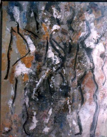 Schilderij getiteld "SKELETON DANCE-25,O…" door Anandswaroop Manchiraju, Origineel Kunstwerk, Olie