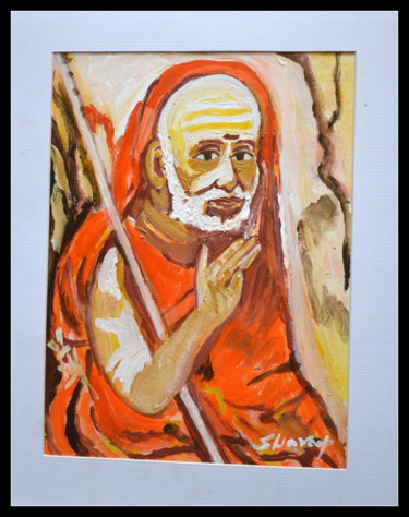 Pintura intitulada "INDIAN SAINT-1" por Anandswaroop Manchiraju, Obras de arte originais, Acrílico