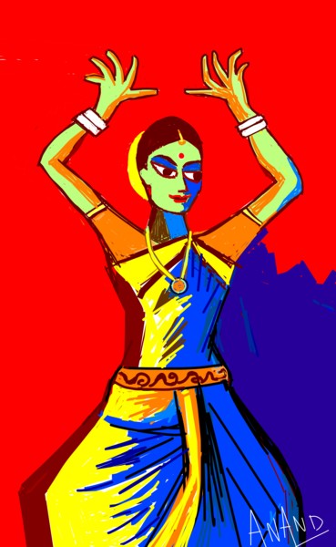 Digital Arts titled "clasical-dancer.-1" by Anandswaroop Manchiraju, Original Artwork, Digital Painting