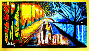 Картина под названием "RAINY DAY,OIL ON CA…" - Anandswaroop Manchiraju, Подлинное произведение искусства, Масло