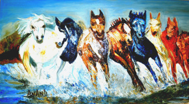 Painting titled "MAJESTIC HORSES" by Anandswaroop Manchiraju, Original Artwork, Oil