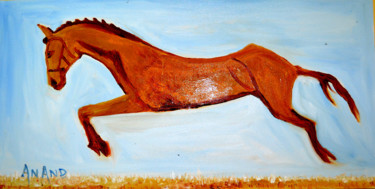 Painting titled "MY FAVORITE HORSE,O…" by Anandswaroop Manchiraju, Original Artwork, Oil