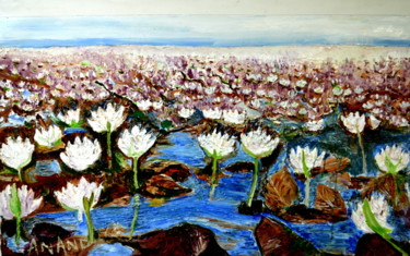 Картина под названием "VALLEY OF FLOWERS-4" - Anandswaroop Manchiraju, Подлинное произведение искусства, Масло