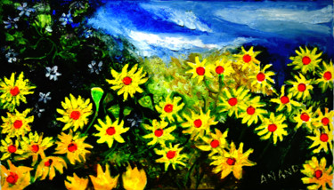 Картина под названием "VALLEY OF FLOWERS-5" - Anandswaroop Manchiraju, Подлинное произведение искусства, Масло