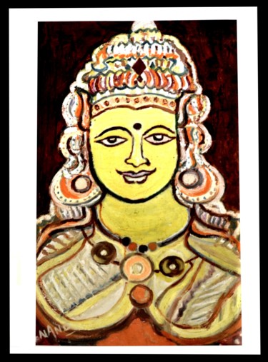 Painting titled "INDIAN DEITY" by Anandswaroop Manchiraju, Original Artwork, Oil