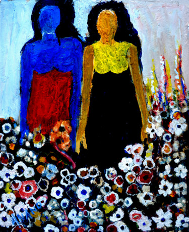 Painting titled "FLORAL QUEENS-2" by Anandswaroop Manchiraju, Original Artwork, Other