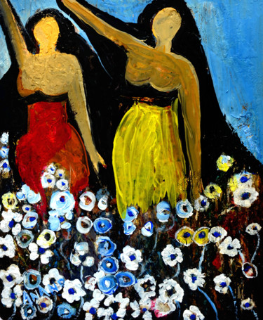 Painting titled "FLORAL QUEENS-4" by Anandswaroop Manchiraju, Original Artwork, Other