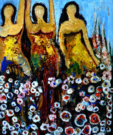 Painting titled "FLORALQUEENS-5" by Anandswaroop Manchiraju, Original Artwork, Other