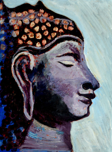 Schilderij getiteld "LORD BUDDHA-1" door Anandswaroop Manchiraju, Origineel Kunstwerk, Acryl