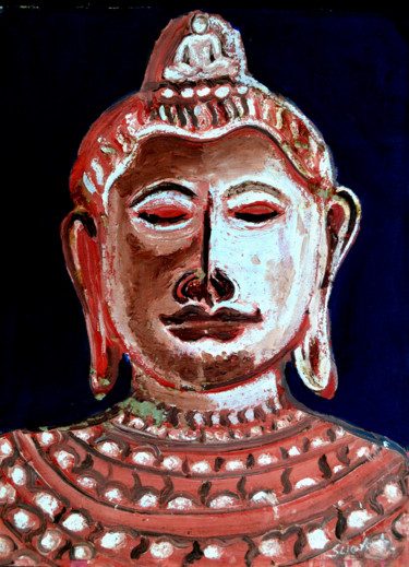 Картина под названием "LORD BUDDHA-3" - Anandswaroop Manchiraju, Подлинное произведение искусства, Акрил