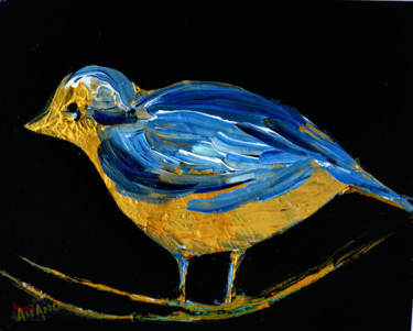 Schilderij getiteld "BLUE BIRD-1" door Anandswaroop Manchiraju, Origineel Kunstwerk, Acryl