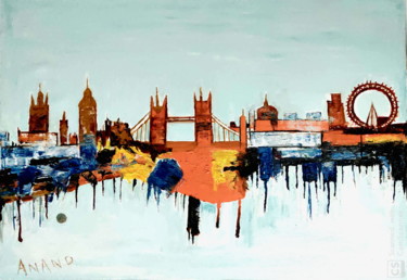 Pintura titulada "BEAUTY OF LONDON SK…" por Anandswaroop Manchiraju, Obra de arte original, Oleo