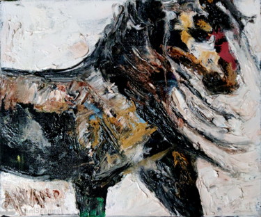 Malerei mit dem Titel "HORSE-4" von Anandswaroop Manchiraju, Original-Kunstwerk, Öl