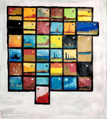 Painting titled "ABSTRACT COMPOSITION" by Anandswaroop Manchiraju, Original Artwork, Acrylic