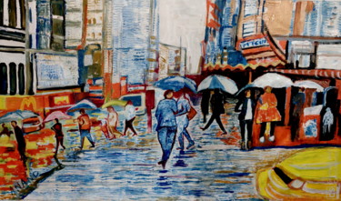 Peinture intitulée "AUGUST CITY" par Anandswaroop Manchiraju, Œuvre d'art originale, Acrylique