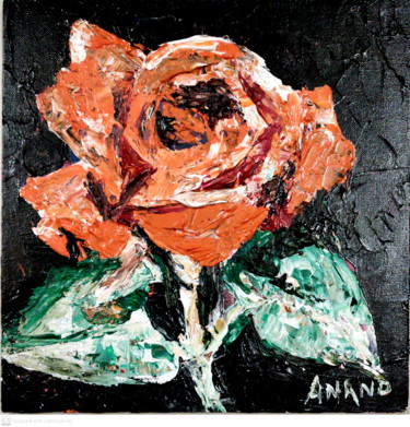Painting titled "RED FLOWER" by Anandswaroop Manchiraju, Original Artwork, Acrylic