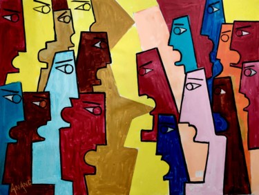 Painting titled "HUMAN VOICE" by Anandswaroop Manchiraju, Original Artwork, Acrylic
