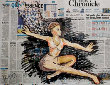 Malerei mit dem Titel "BALLET-2" von Anandswaroop Manchiraju, Original-Kunstwerk, Acryl