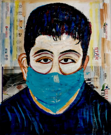 Malerei mit dem Titel "STAY SAFE" von Anandswaroop Manchiraju, Original-Kunstwerk, Acryl