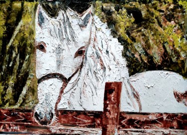 Pintura intitulada "DIVINE HORSE" por Anandswaroop Manchiraju, Obras de arte originais, Óleo