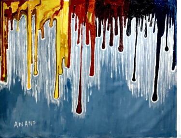 Peinture intitulée "RAIN IN COLORS" par Anandswaroop Manchiraju, Œuvre d'art originale, Acrylique
