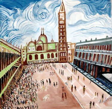 Malerei mit dem Titel "THE VATICAN" von Anandswaroop Manchiraju, Original-Kunstwerk, Acryl