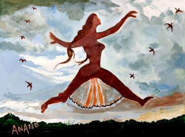 Schilderij getiteld "JOY OF FREEDOM-3" door Anandswaroop Manchiraju, Origineel Kunstwerk, Acryl