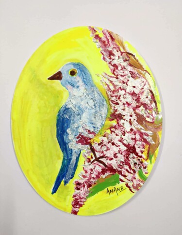 Pintura intitulada "BLUE BIRD" por Anandswaroop Manchiraju, Obras de arte originais, Acrílico