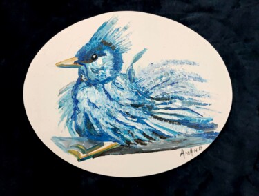 Pintura intitulada "BIRD WITH FEATHERS" por Anandswaroop Manchiraju, Obras de arte originais, Acrílico