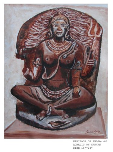 Pintura titulada "Yogini" por Anandswaroop Manchiraju, Obra de arte original, Acrílico