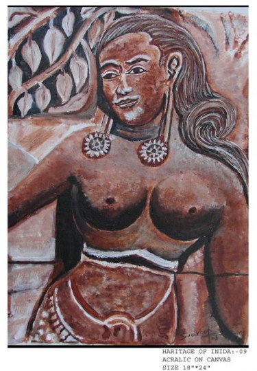 Schilderij getiteld "Apasara tellotama" door Anandswaroop Manchiraju, Origineel Kunstwerk, Acryl