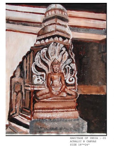 Schilderij getiteld "Lord Buddha in medi…" door Anandswaroop Manchiraju, Origineel Kunstwerk, Acryl